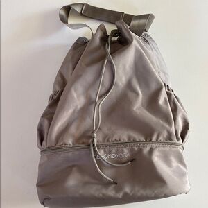Beyond Yoga Taupe Drawstring Convertible Backpack